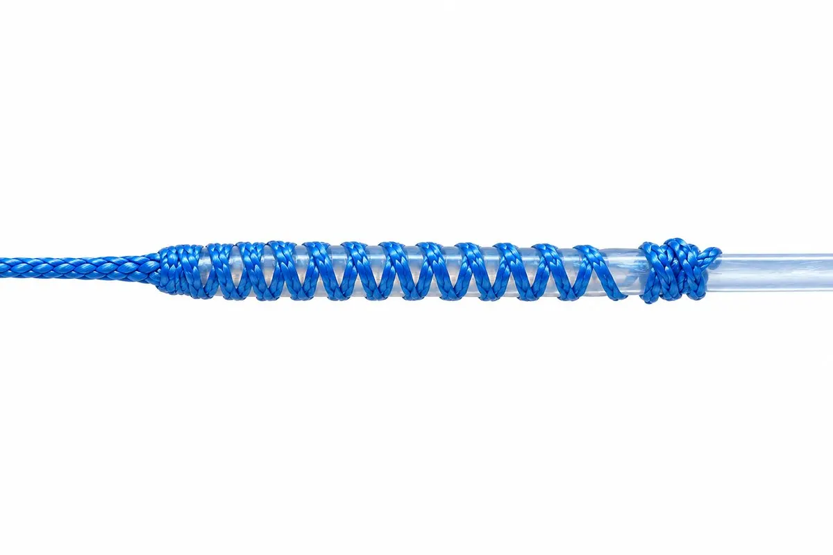 An FG knot: braid wrapped along a fluorocarbon leader