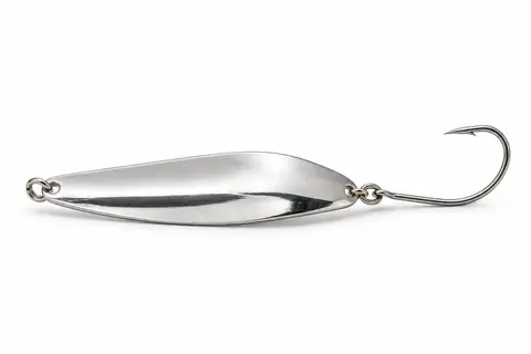 A silver casting spoon with a single hook